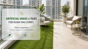 Artificial Grass vs Tiles for Dubai Balconies Full Comparison