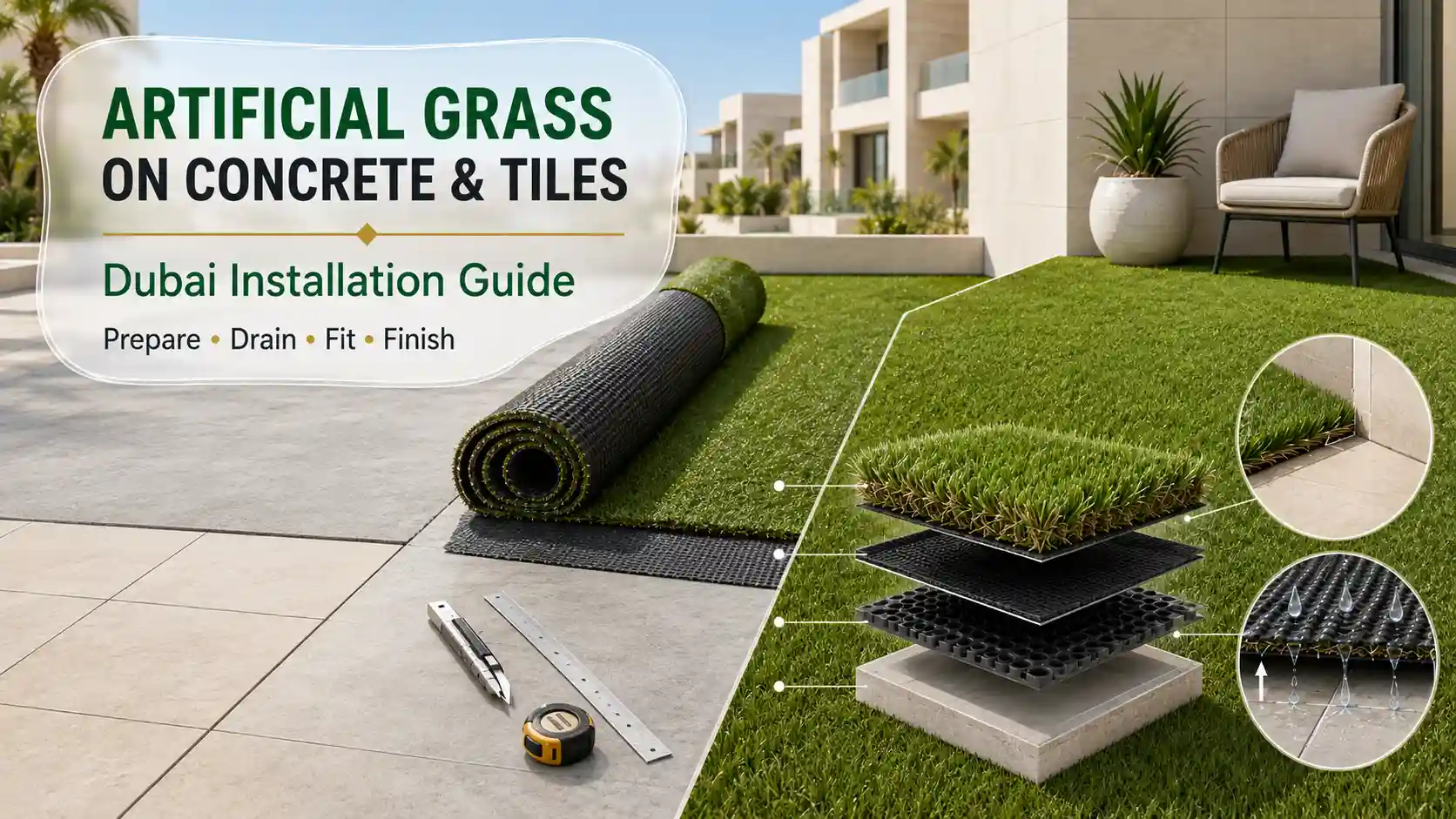 Artificial Grass on Concrete and Tiles Dubai Install Guide