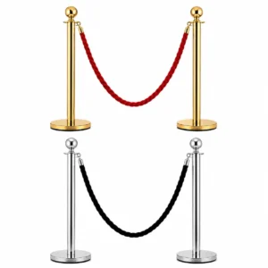 Queue Barrier Post Set with Rope UAE | Gold & Silver